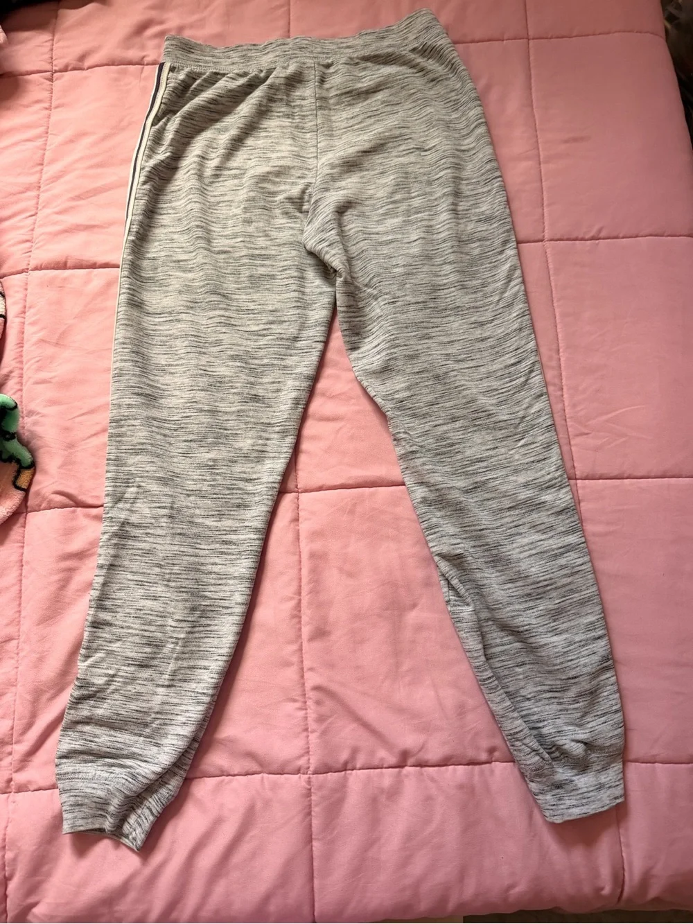 Girls' Light Heather Gray Joggers with Navy Side Stripes